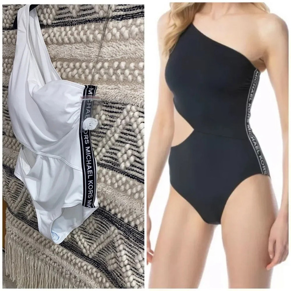Michael Kors One Shoulder Cut Out Swimsuit - Picture 2 of 9
